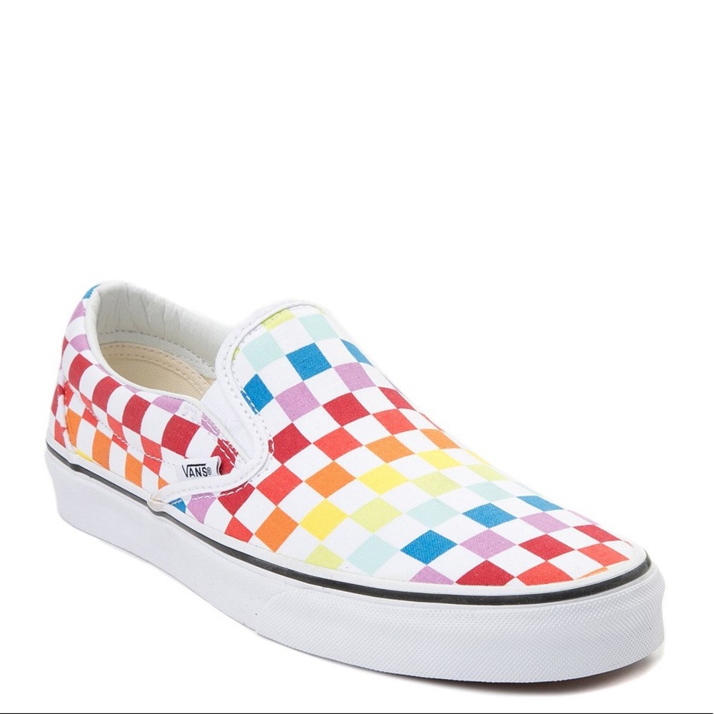 Checkered Rainbow Slip On Vans